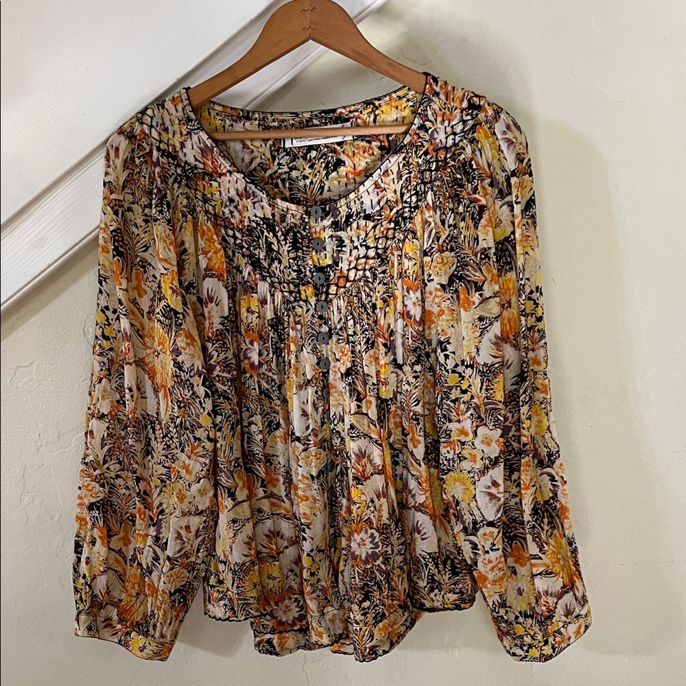 We The Free Floral Cool Meadow Peasant Blouse